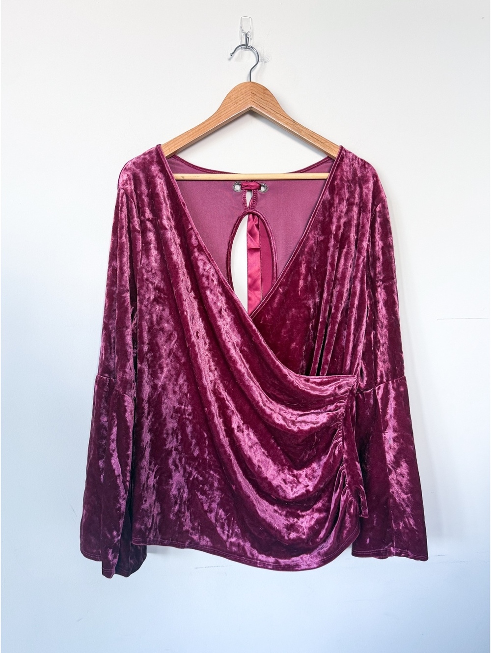 Venus Y2K Bell Flare Sleeve Keyhole Crushed Velvet Whimsical Fairy Fall Witchy